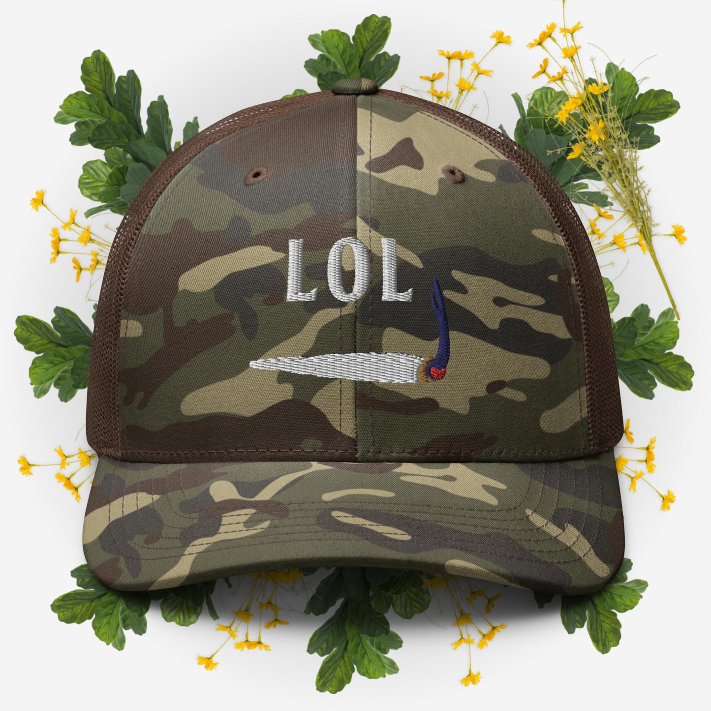LOL Smoking Joint Camouflage Trucker Hat - Lizard Vigilante