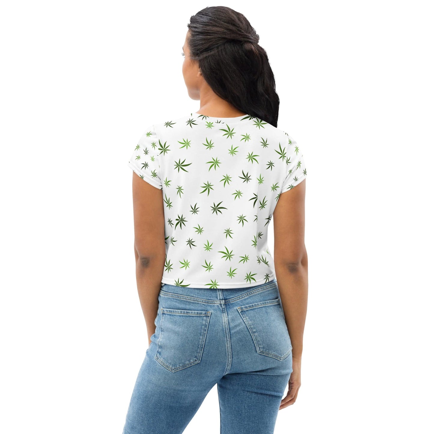 Women's All-Over Cannabis Crop Tee