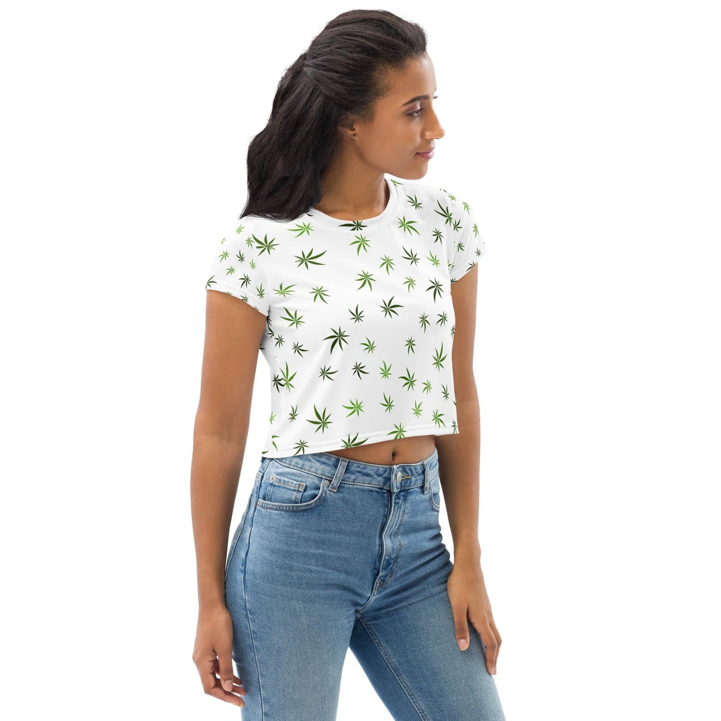 Women's All-Over Cannabis Crop Tee
