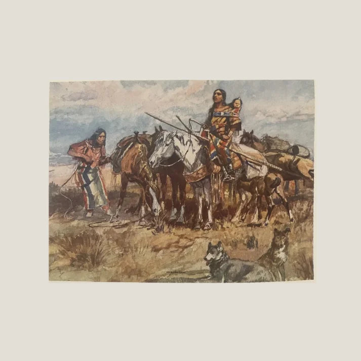 Captivating Charles Russell Vintage 1970s Art Print of Western Life