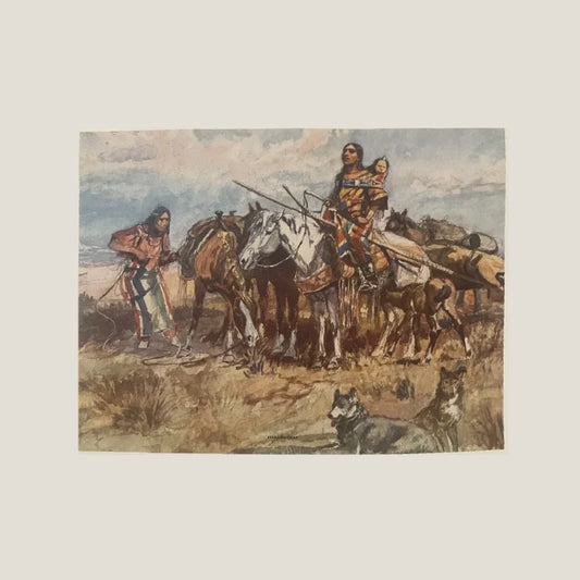 Captivating Charles Russell Vintage 1970s Art Print of Western Life