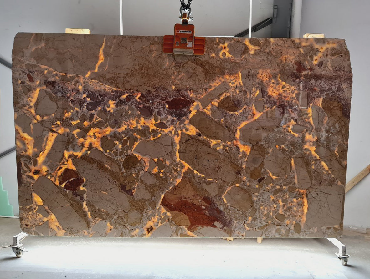 Caramel White Beige Bookmatching Marble Slabs Polished - Full Truckload