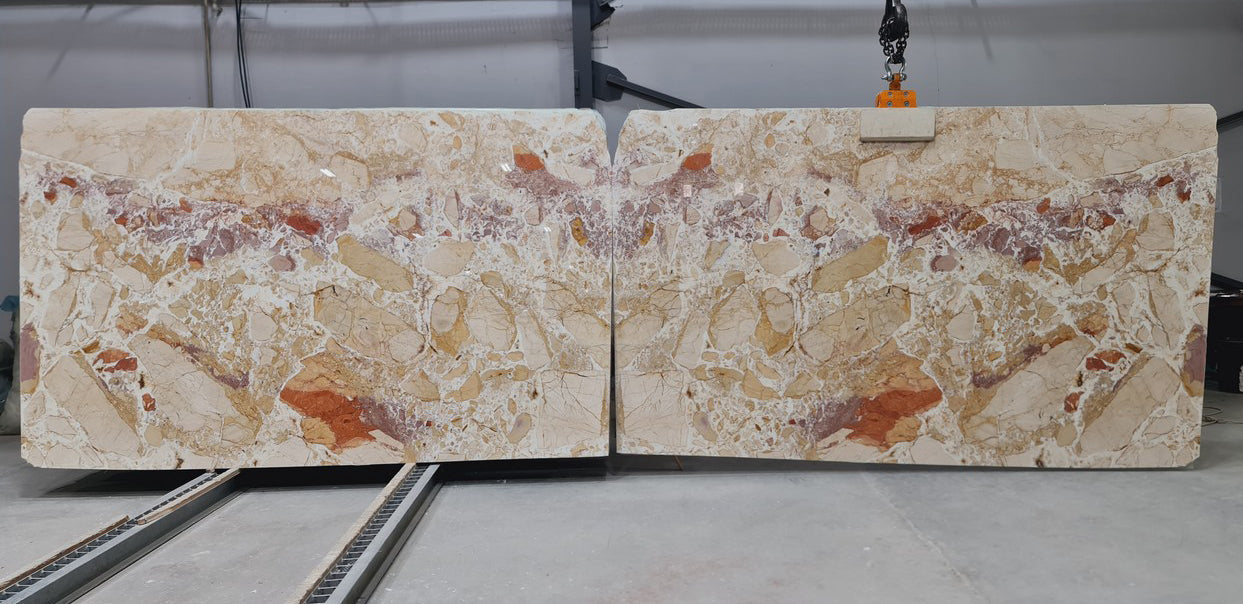 Caramel White Beige Bookmatching Marble Slabs Polished - Full Truckload