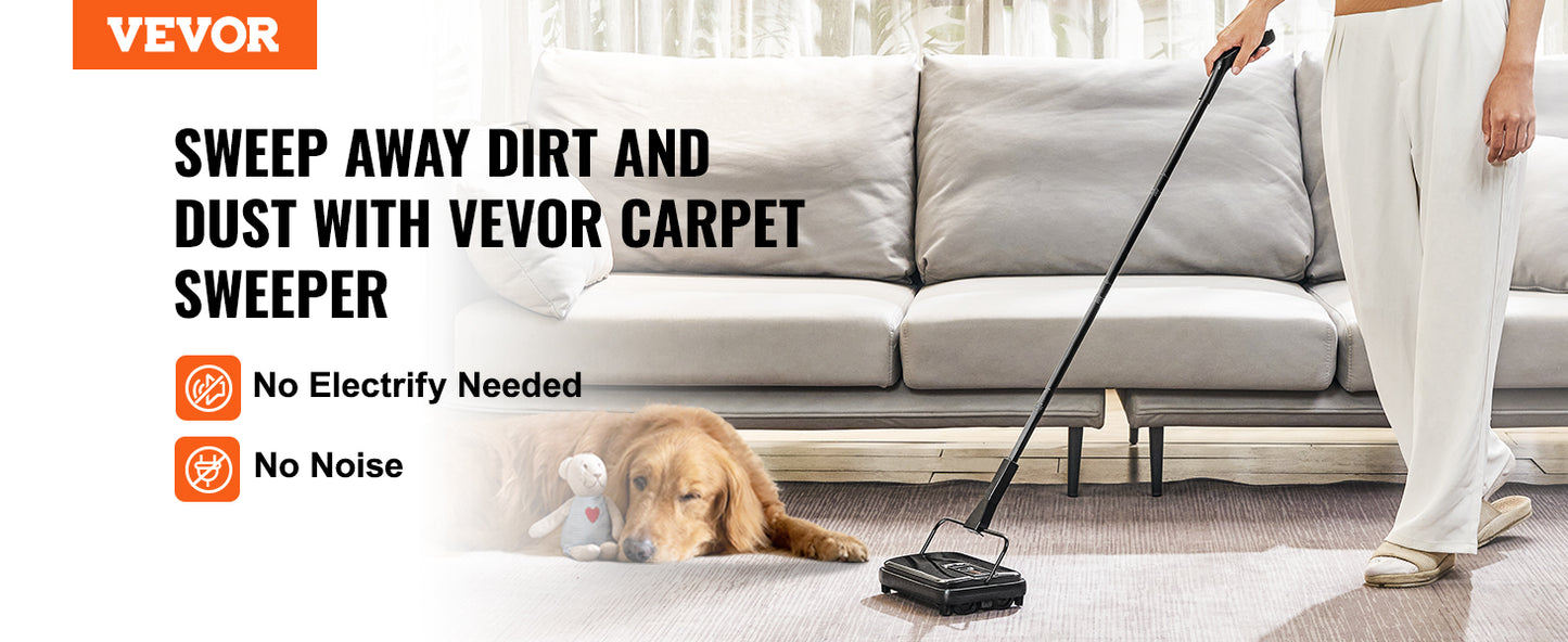 VEVOR Manual Carpet Sweeper – Compact 7.87” Sweeping Path, 300ml Dustbin, and Edge Comb for Home, Rugs, Hardwood, and Wood Floors - Premium  from Lizard Vigilante - Just $52.88! Shop now at Lizard Vigilante