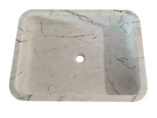 Carrara White Marble Rectangular Wall-mount Bathroom Sink (W)16" (L)24" (H)5"