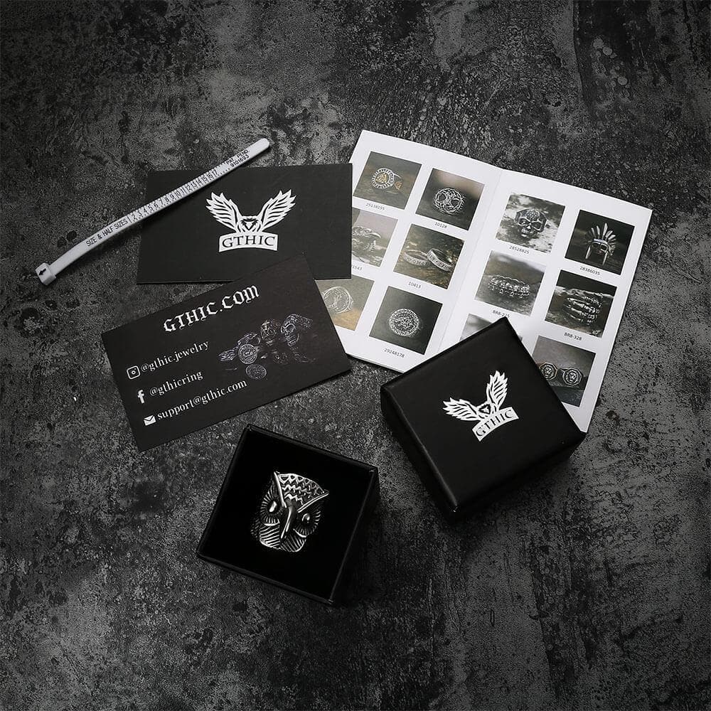 Carved Owl Stainless Steel Animal Ring