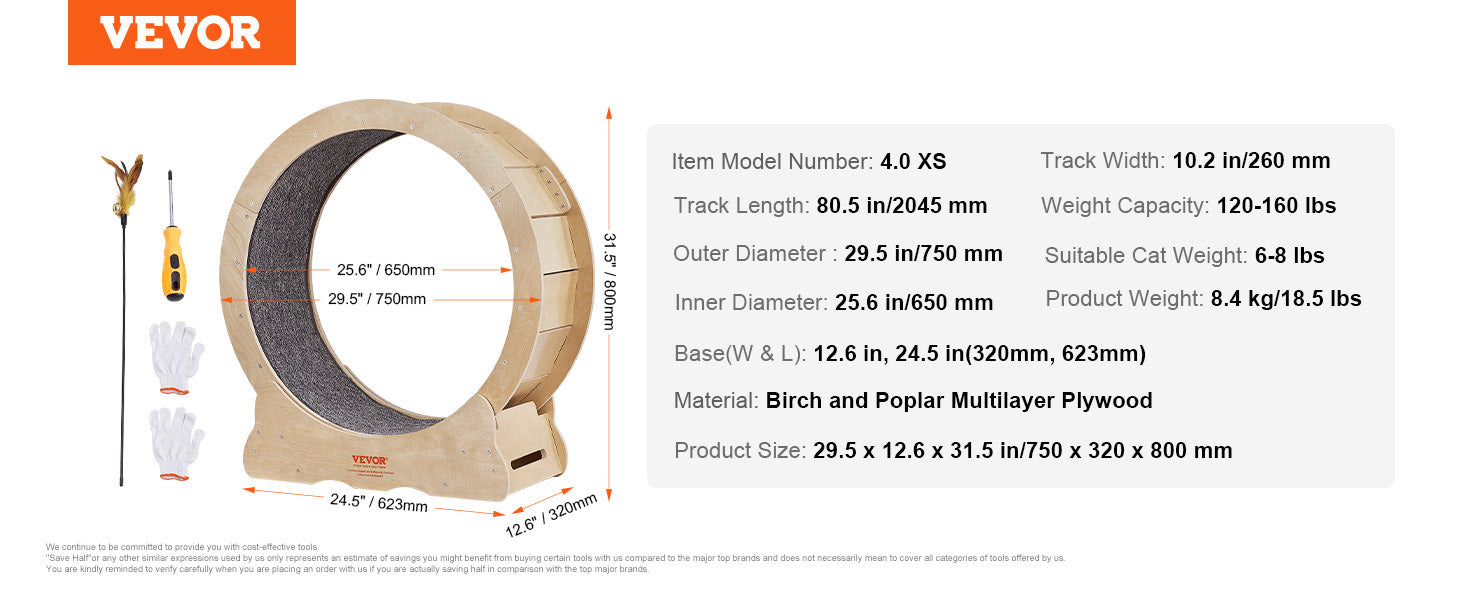 VEVOR Cat Exercise Wheel Natural Wood Silent Running Toy Treadmill Roller Wheel with Detachable Carpet for Most Cats Pet Fitness - Premium  from Lizard Vigilante - Just $184.99! Shop now at Lizard Vigilante