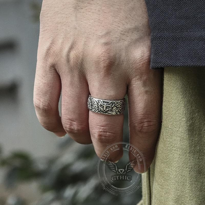 Cat In Flowers Alloy Ring