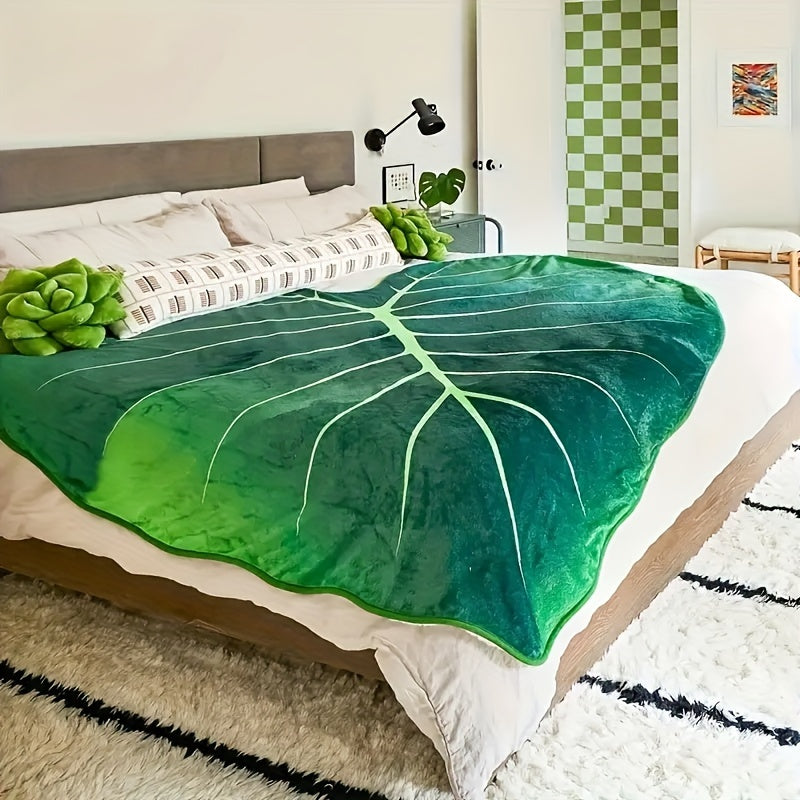 Soft Geometric Leaf All-Season Throw - Chic, Cozy & Versatile Blanket for Home and Travel, Lunch break, Easy Maintenance