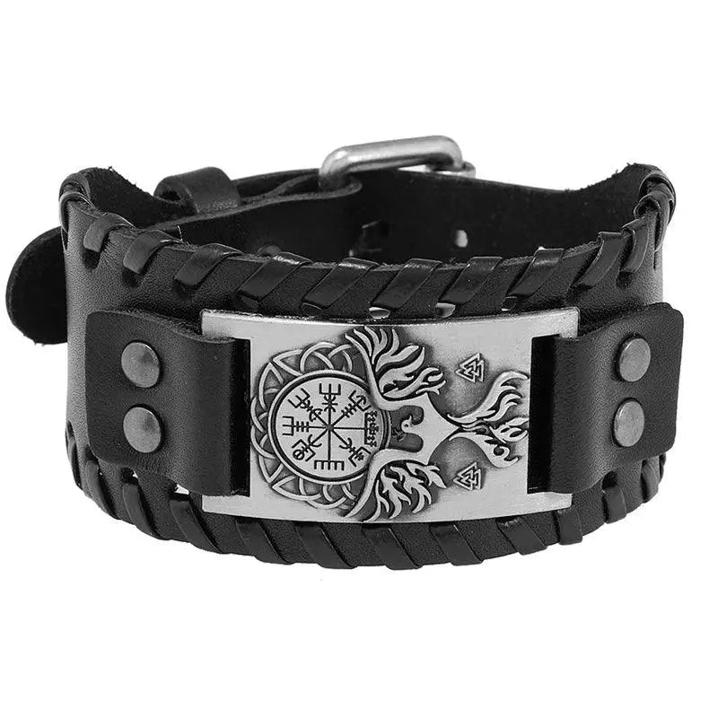 New Trendy Wide Leather Pirate Compass Bracelet Men's Bracelet Fashion Metal Compass Pattern Bracelet Accessories Party Jewelry - Premium Accessories from Lizard Vigilante - Just $17.99! Shop now at Lizard Vigilante