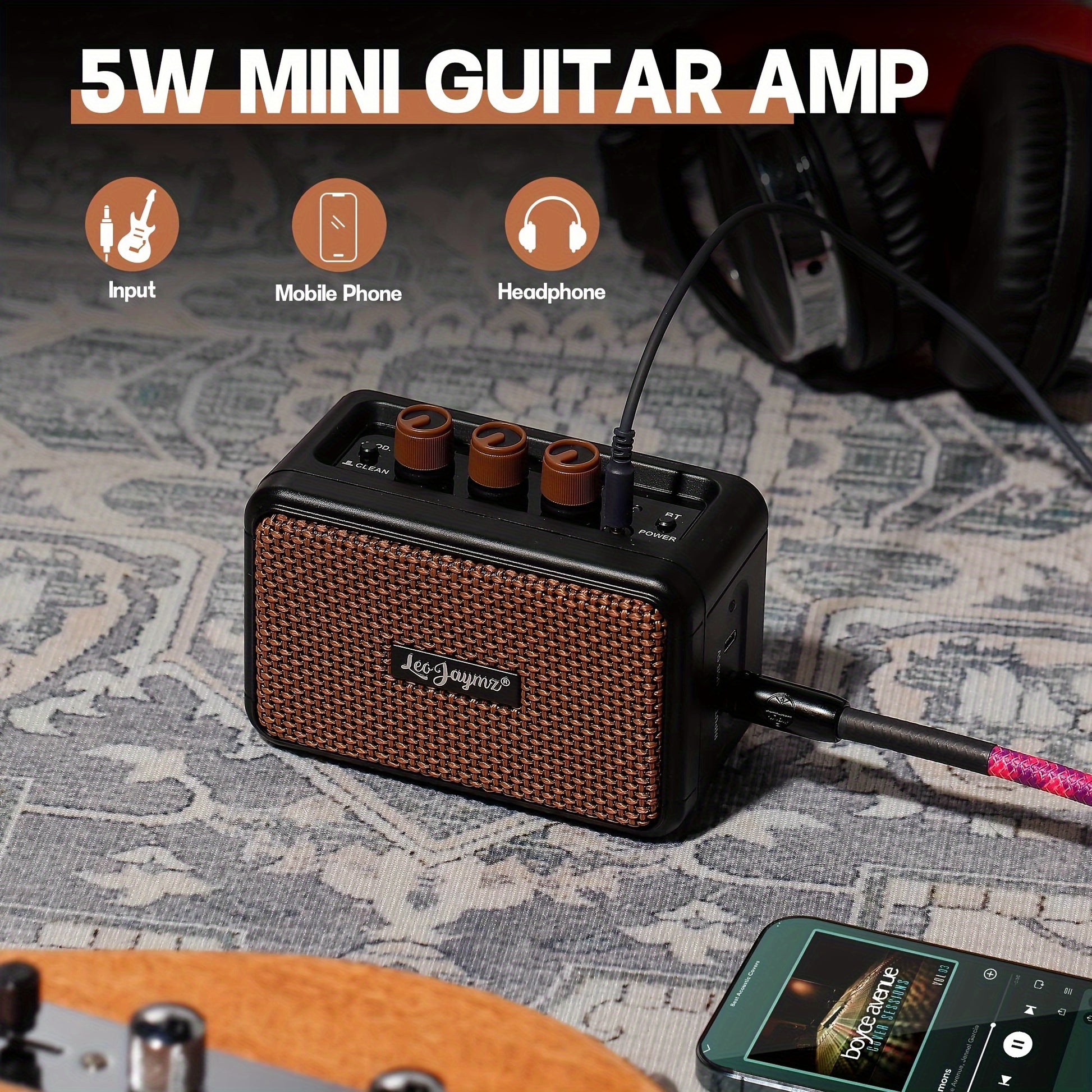 Leo Jaymz Electric Guitar Mini Amplifier - Portable 5W Practice Amp with Bluetooth Dual Speakers - Premium guitar amplifier from Lizard Vigilante - Just $42.99! Shop now at Lizard Vigilante