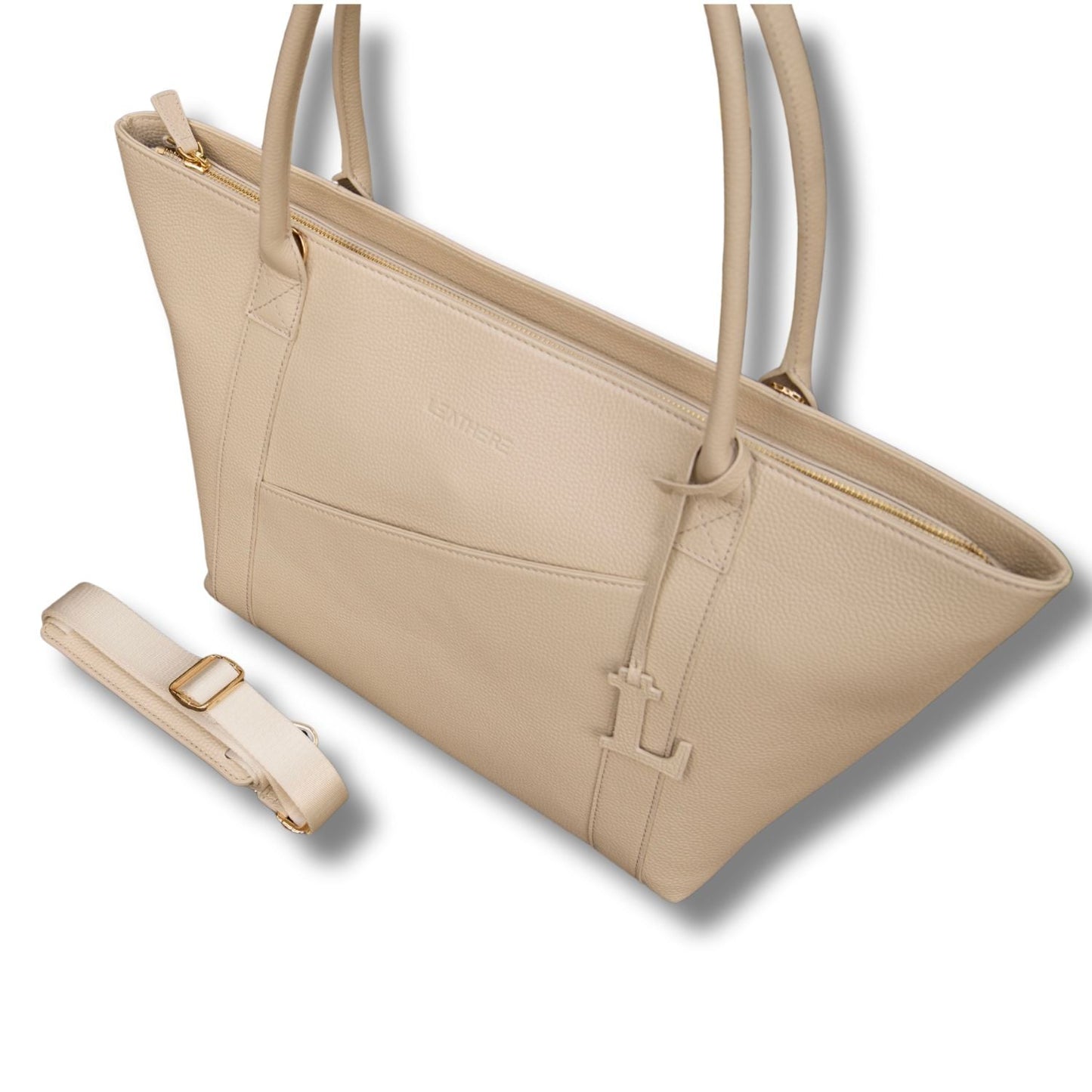 The Leathere New York Tote - Beige
