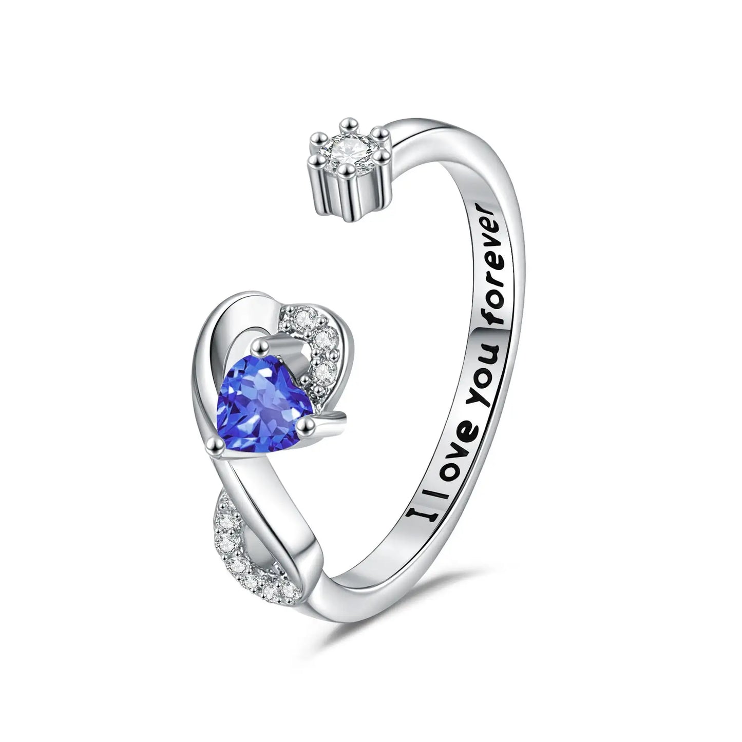 Heart-shaped Birthstone Women's Ring Fashion