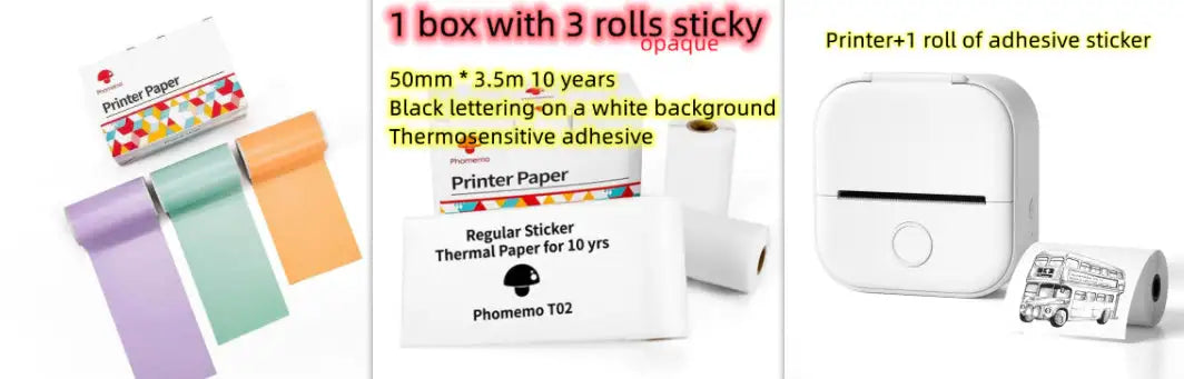 Portable Mini Printer for Students and Hobbyists, Bluetooth Thermal Label Printer