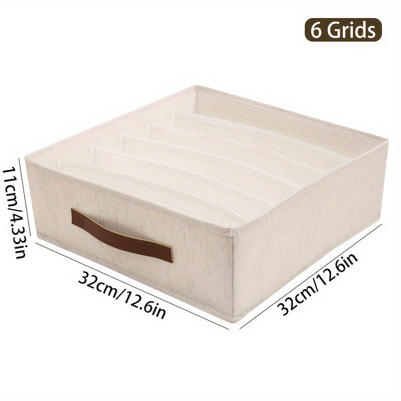 [Popular Choice] 1pc Beige Foldable Drawer Organizer with Rose Golden Handles - Stackable Fabric Storage Bin for Socks, Underwear, Bras, Ties & Accessories - Contemporary Closet Organization Solution, Closet Organizers And St