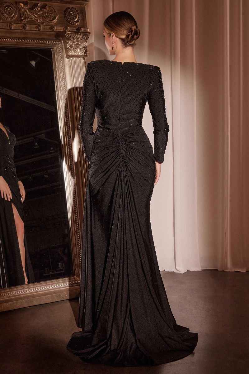 Fitted Ruched Gown : Long Sleeve