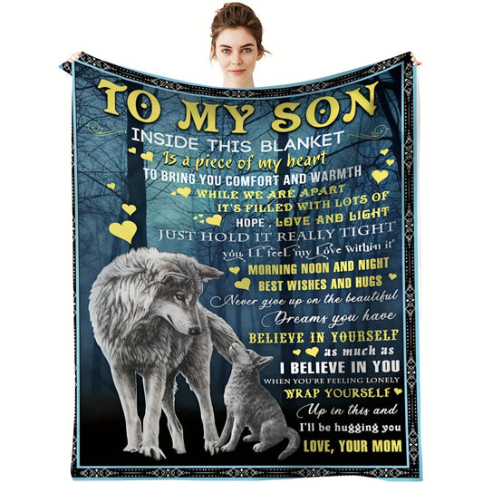 1pc Flannel Blanket, To My Mother From Son Throw Blanket, Warm Cozy Soft Blanket For Couch Bed Sofa Office Camping