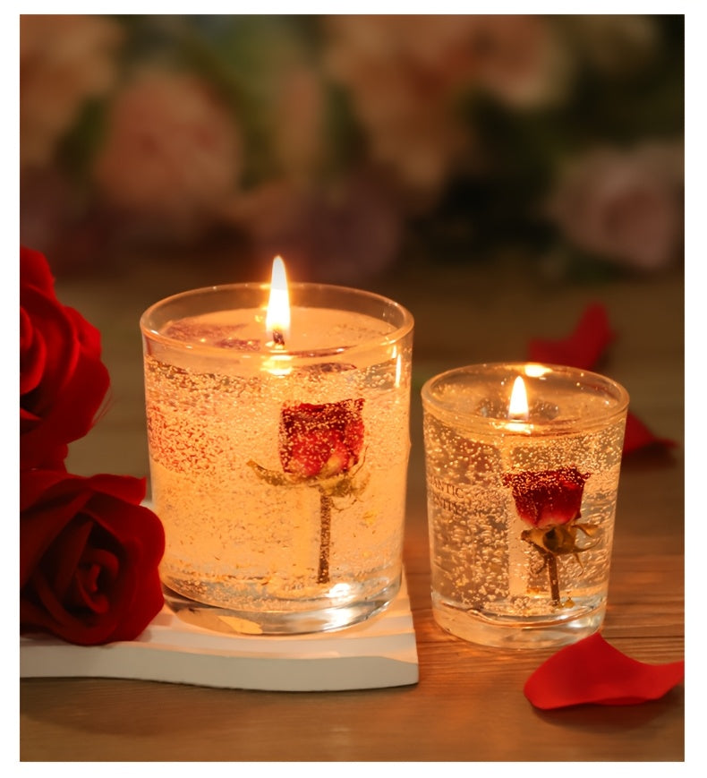 Rose Jelly Scented Candle for Aromatherapy, Romantic Atmosphere - Ideal for Birthdays, Valentine's Day, Anniversaries, Thanksgiving, Christmas - 1pc, Soy Wax in Glass Jar
