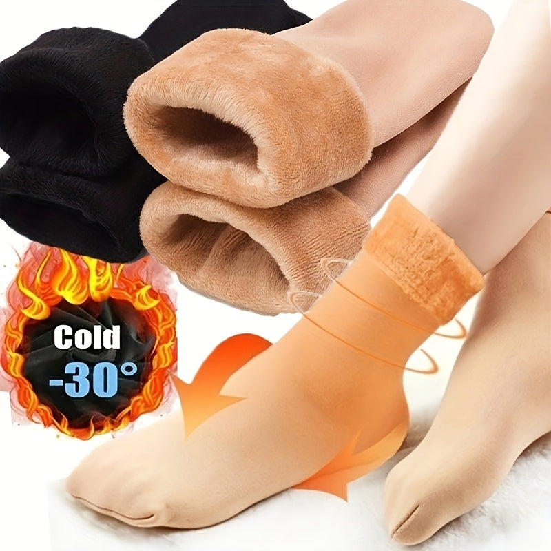 4 Pairs Snow Socks With Plush Lined, Thickened Warm Floor Socks, Winter Cold Cold Warm Socks