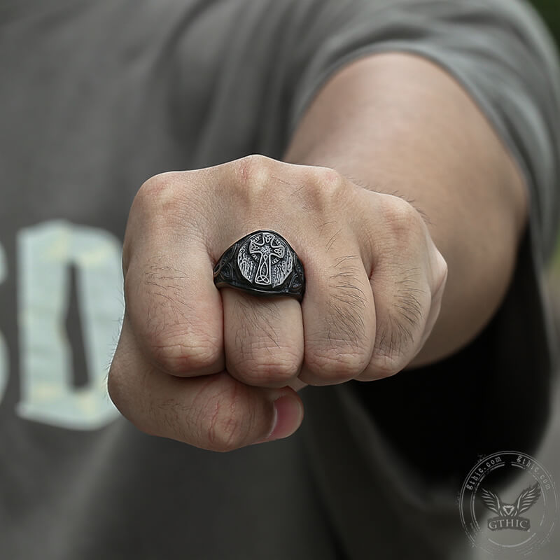 Celtic Cross Knot Stainless Steel Ring