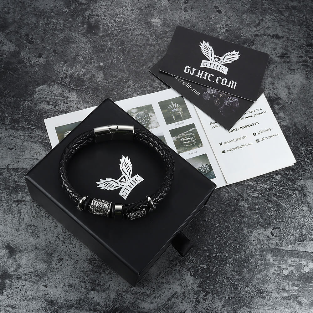 Celtic Knot and Viking Compass Stainless Steel Bracelet