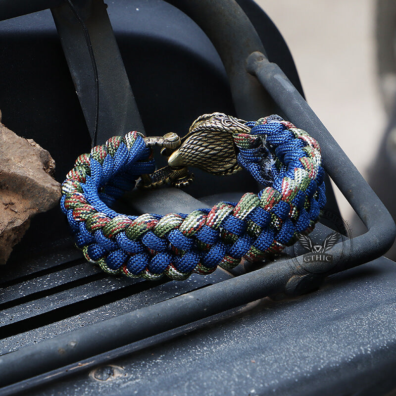 Celtic Knot Eagle Brass Braided Paracord Bracelet