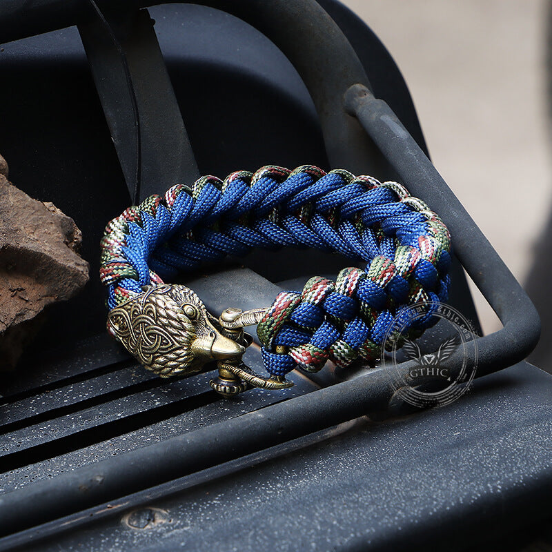 Celtic Knot Eagle Brass Braided Paracord Bracelet