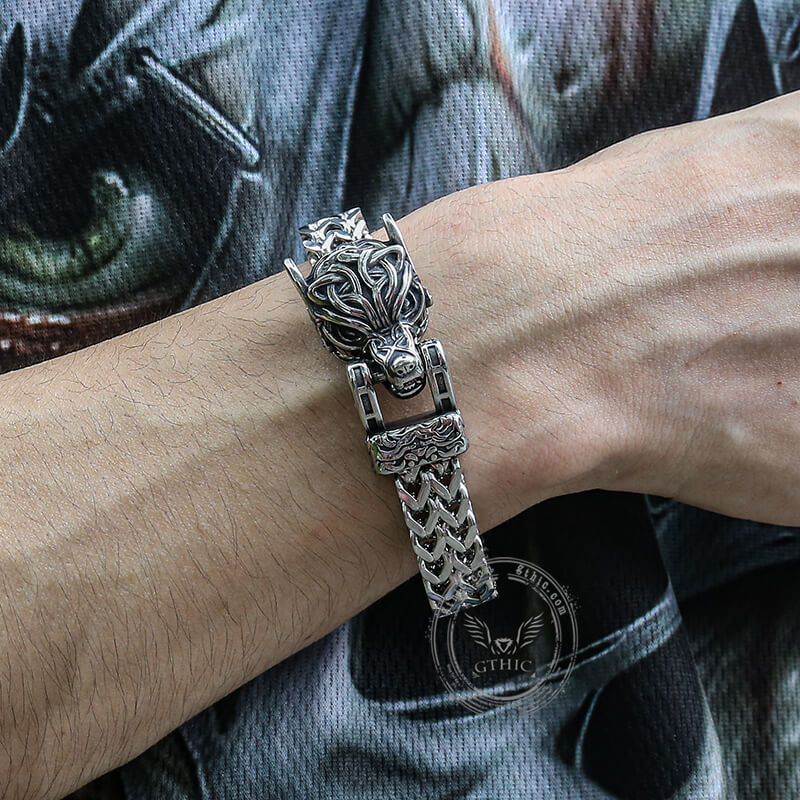 Celtic Wolf Stainless Steel Animal Bracelet
