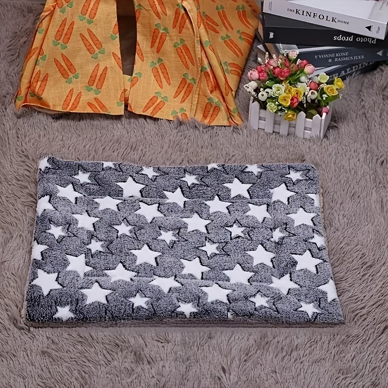Warm Winter Pet Bed Mat - Soft and Thick Square Dog Crate Pad with Star Pattern, Polyester Fiber Fill, Suitable for Extra Small to Large Dogs - Insulated Cat and Dog Blanket for Kennel and Home Use