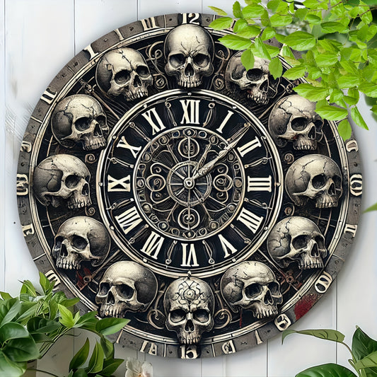 Vintage Gothic Skull Design Wall Clock – 8x8 Inch Metal Aluminum Sign, High-Definition Print for Home & Office Decor - Premium clock from Lizard Vigilante - Just $23.88! Shop now at Lizard Vigilante