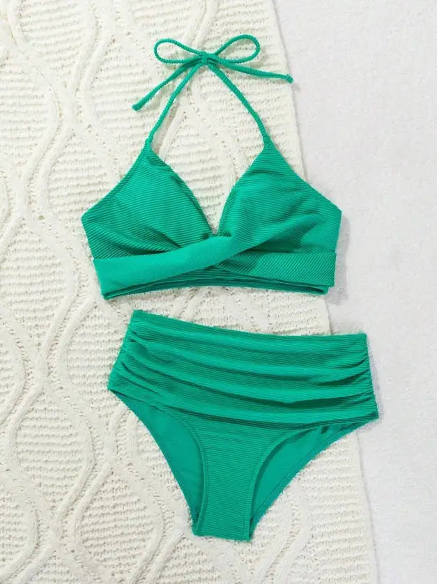Women's Two-piece Casual Swimsuit P245 Green