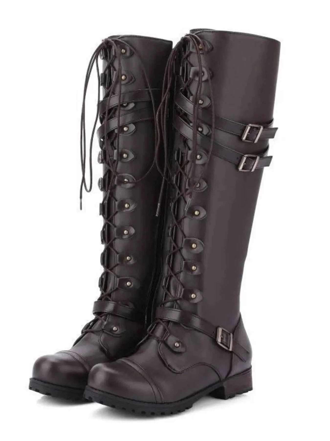 Lace-Up Boots : With Buckle Straps