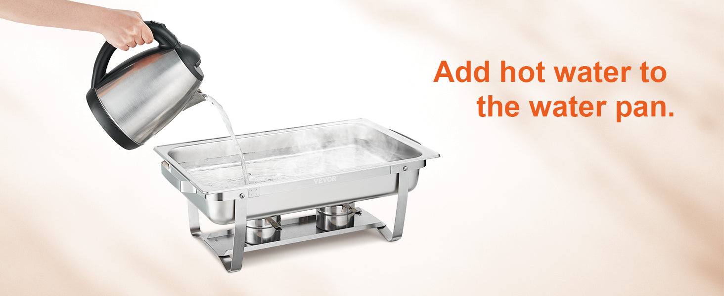 VEVOR 2/4/6 Packs 8QT Rectangle Chafing Dish w/ Full Size Pans Buffet Catering Warmer Server Folding Stand Fuel Holder Tray - Premium  from Lizard Vigilante - Just $143.99! Shop now at Lizard Vigilante