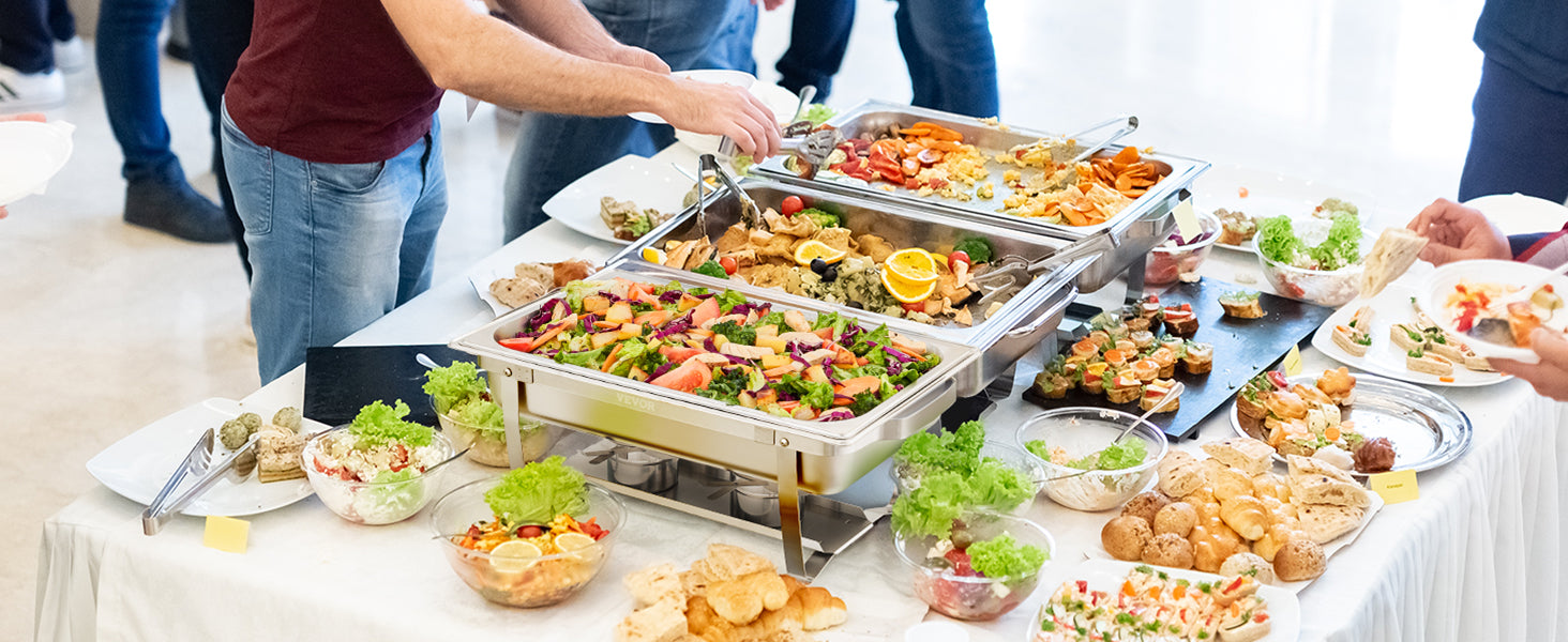 VEVOR 2/4/6 Packs 8QT Rectangle Chafing Dish w/ Full Size Pans Buffet Catering Warmer Server Folding Stand Fuel Holder Tray - Premium  from Lizard Vigilante - Just $143.99! Shop now at Lizard Vigilante