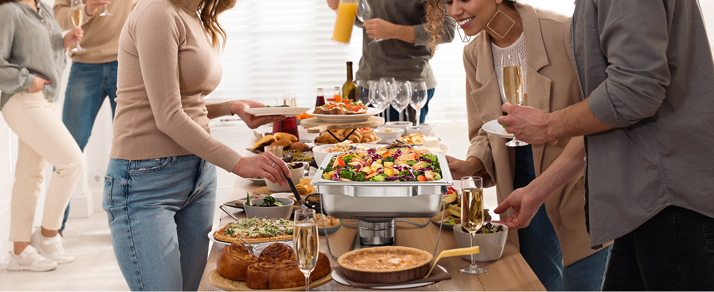 VEVOR 2/4/6 Packs 8QT Rectangle Chafing Dish w/ Full Size Pans Buffet Catering Warmer Server Folding Stand Fuel Holder Tray - Premium  from Lizard Vigilante - Just $143.99! Shop now at Lizard Vigilante