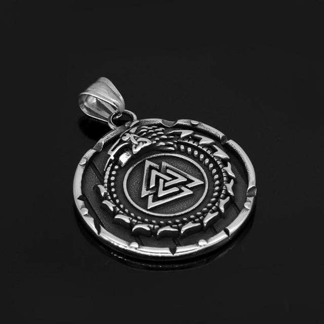 Viking Valknut Stainless Steel Pendant and Necklace
