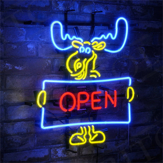 Christmas Elk Deer Open Neon Signs Light