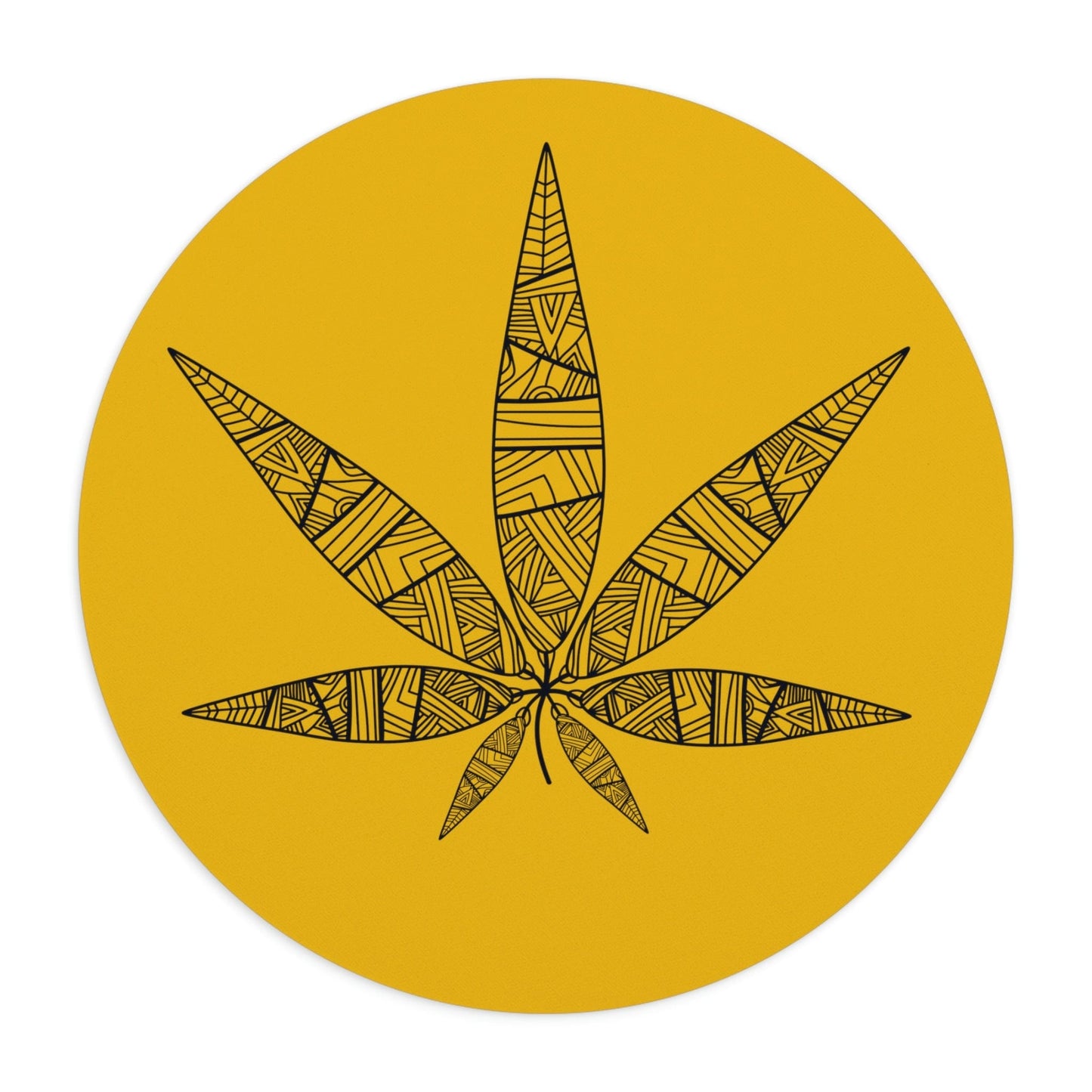 Tribal Weed Leaf Yellow Mouse Pad
