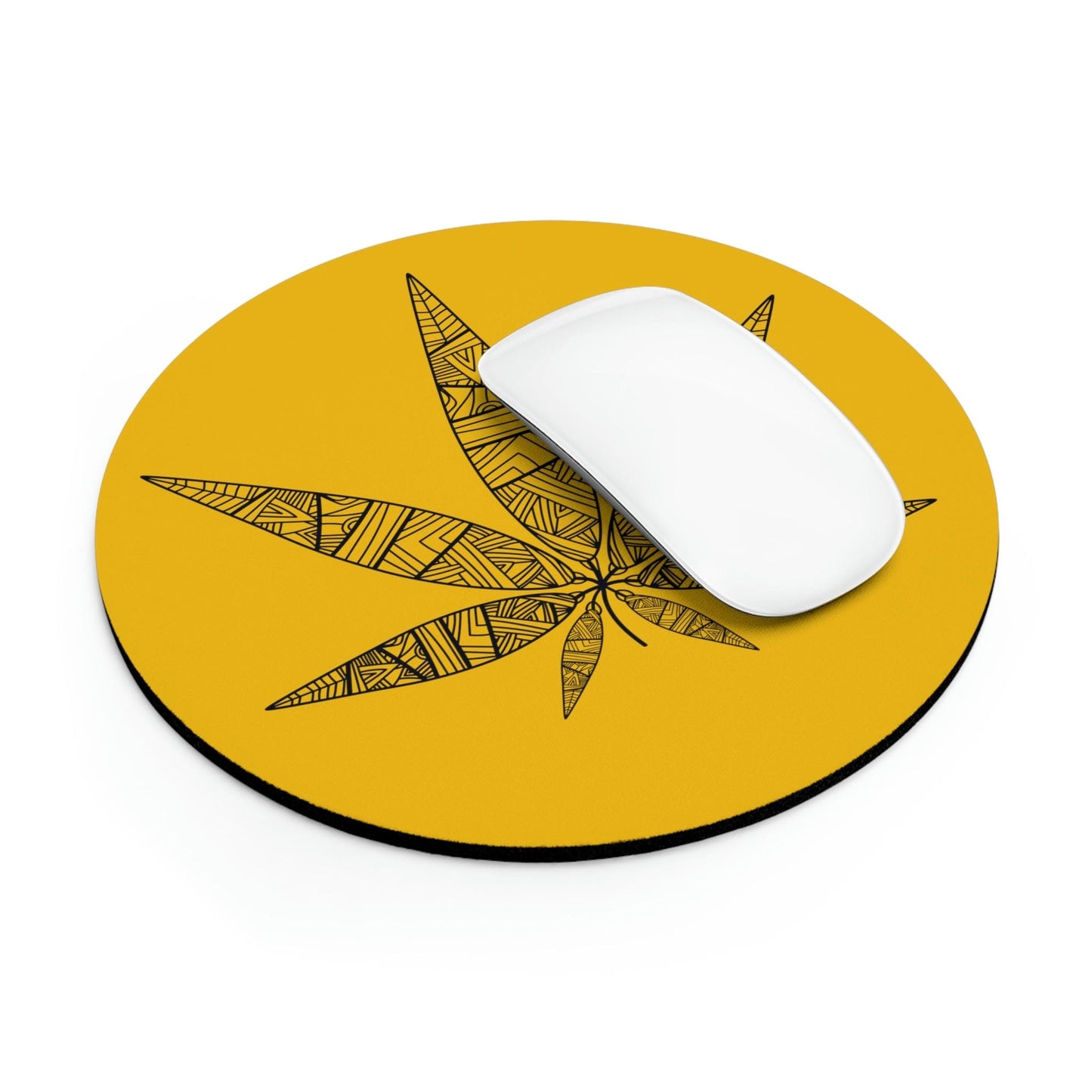 Tribal Weed Leaf Yellow Mouse Pad