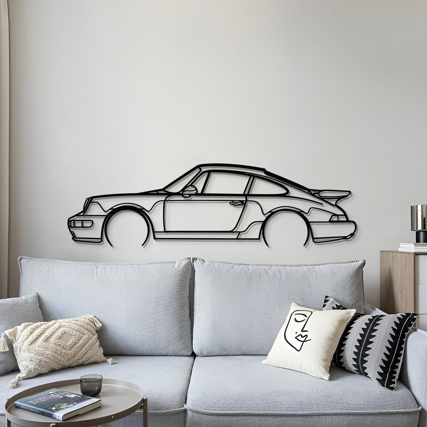 911 Turbo Model 964 Detailed Metal Car Wall Art - MT0873
