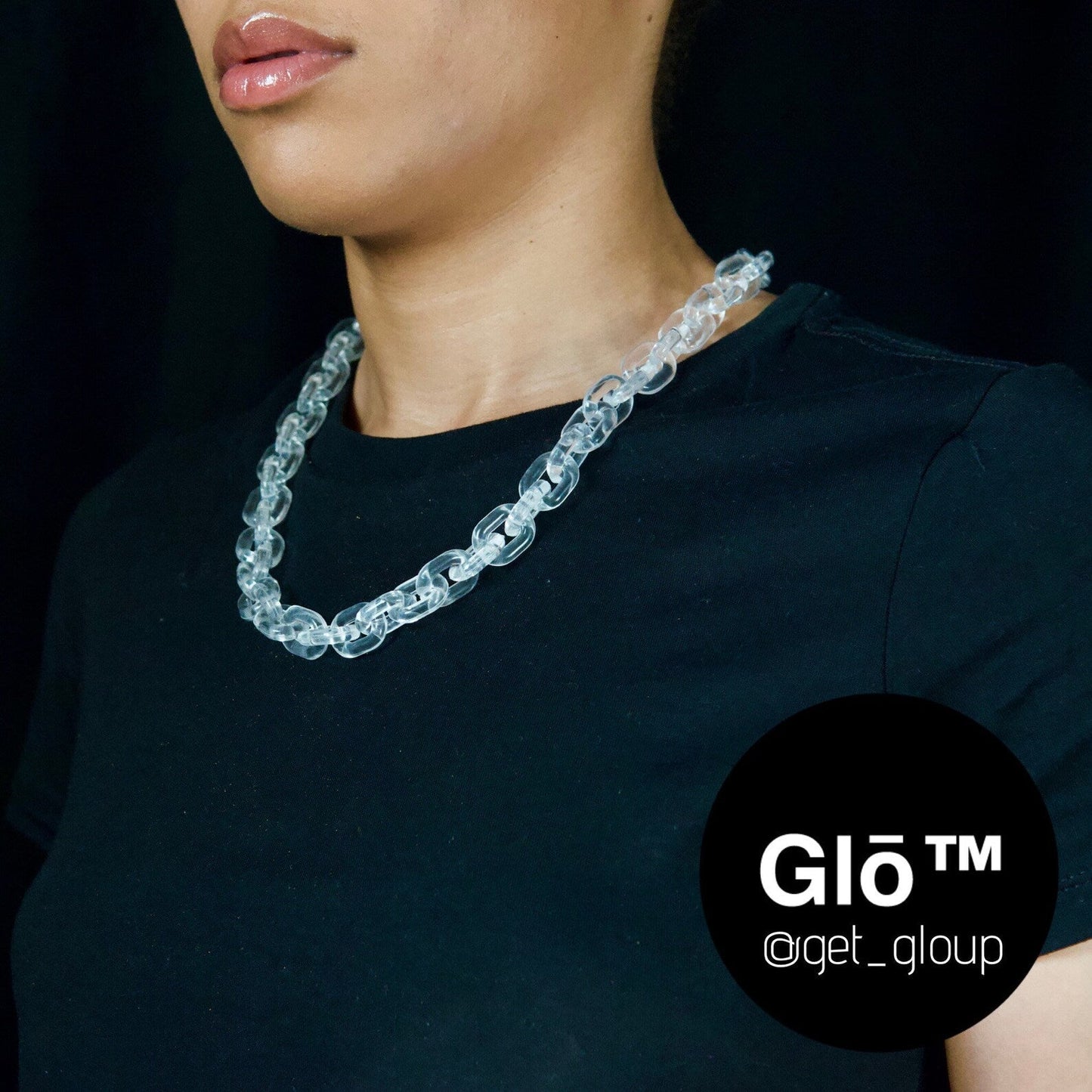 Clear Anchor Link Necklace. Acrylic glass Chain