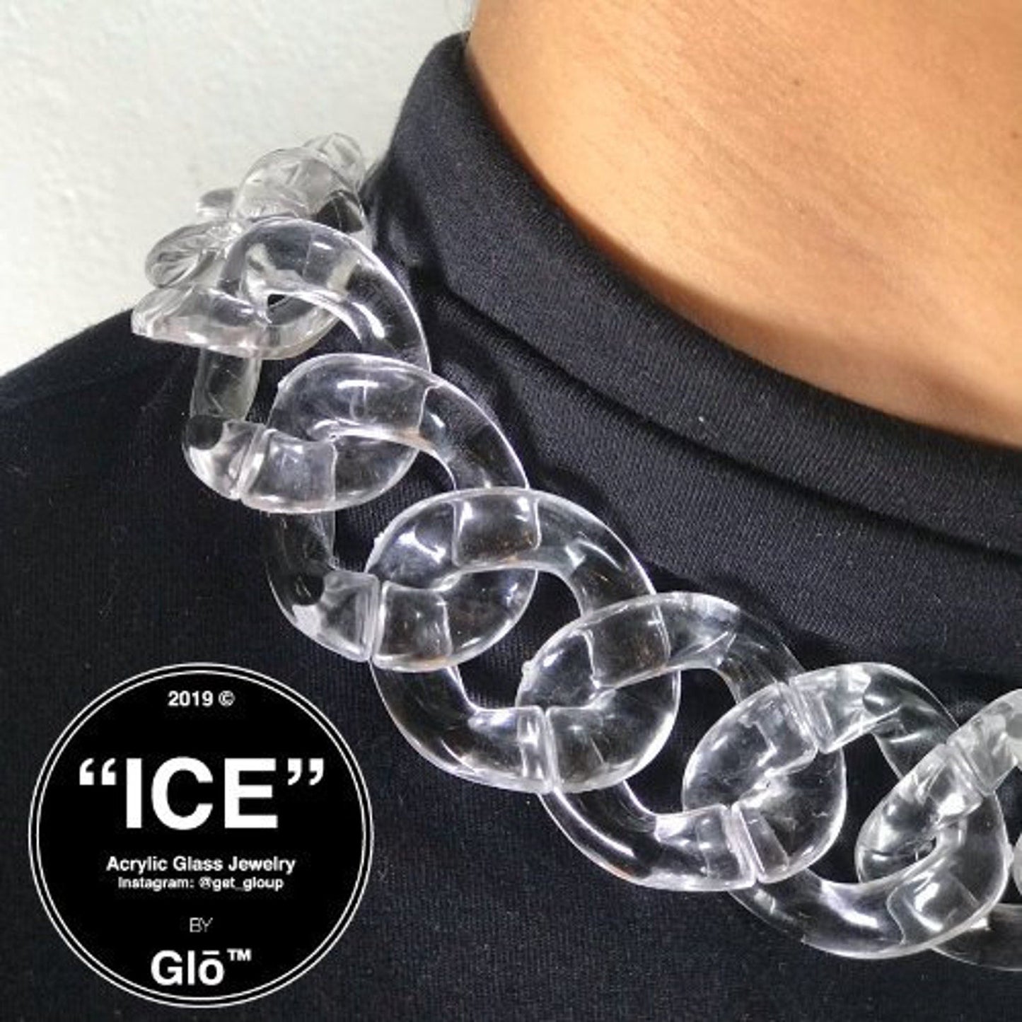 Clear XL Curb Link Choker Necklace | Statement Acrylic Jewelry