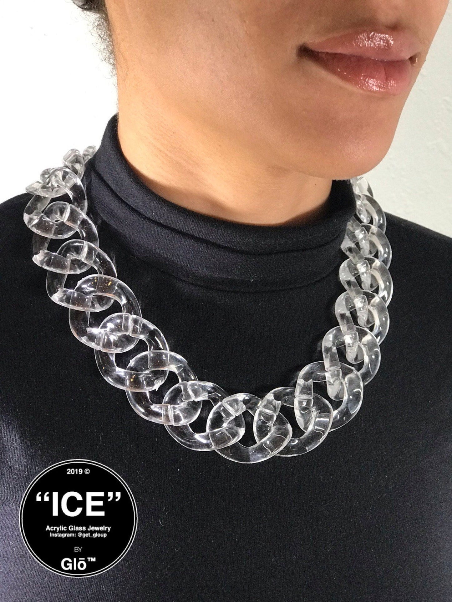 Clear XL Curb Link Necklace. Acrylic glass Chain.