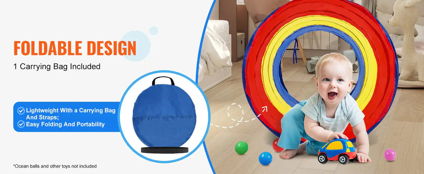 VEVOR Kids Play Tunnel Tent for Toddlers Collapsible Gift for Boy and Girl Play Tunnel Indoor and Outdoor Game Red/Yellow/Blue