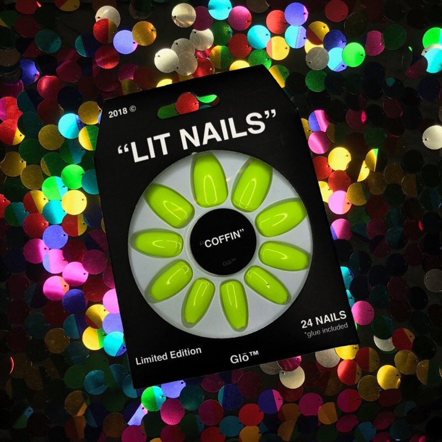 Glow-in-the-Dark Coffin Neon Yellow Nails | Instant Glam