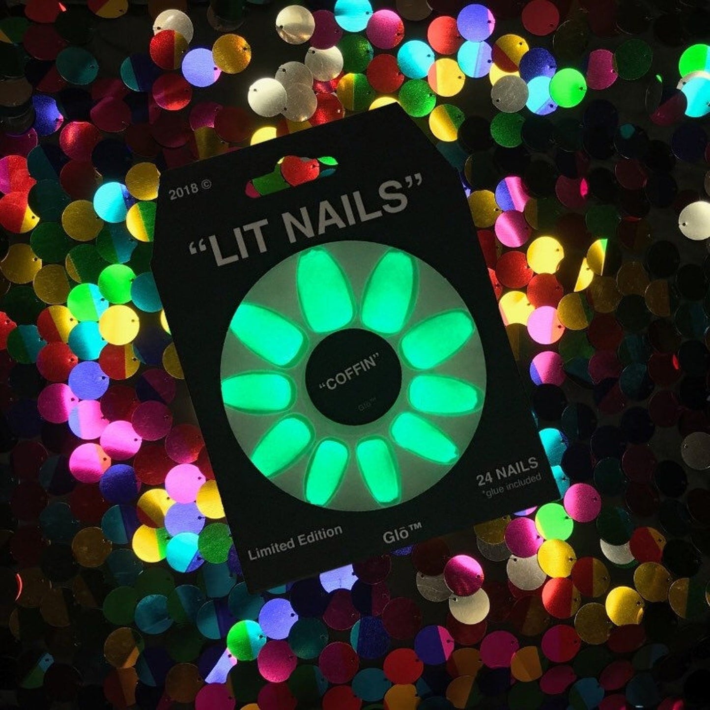 Glow-in-the-Dark Coffin Neon Yellow Nails | Instant Glam