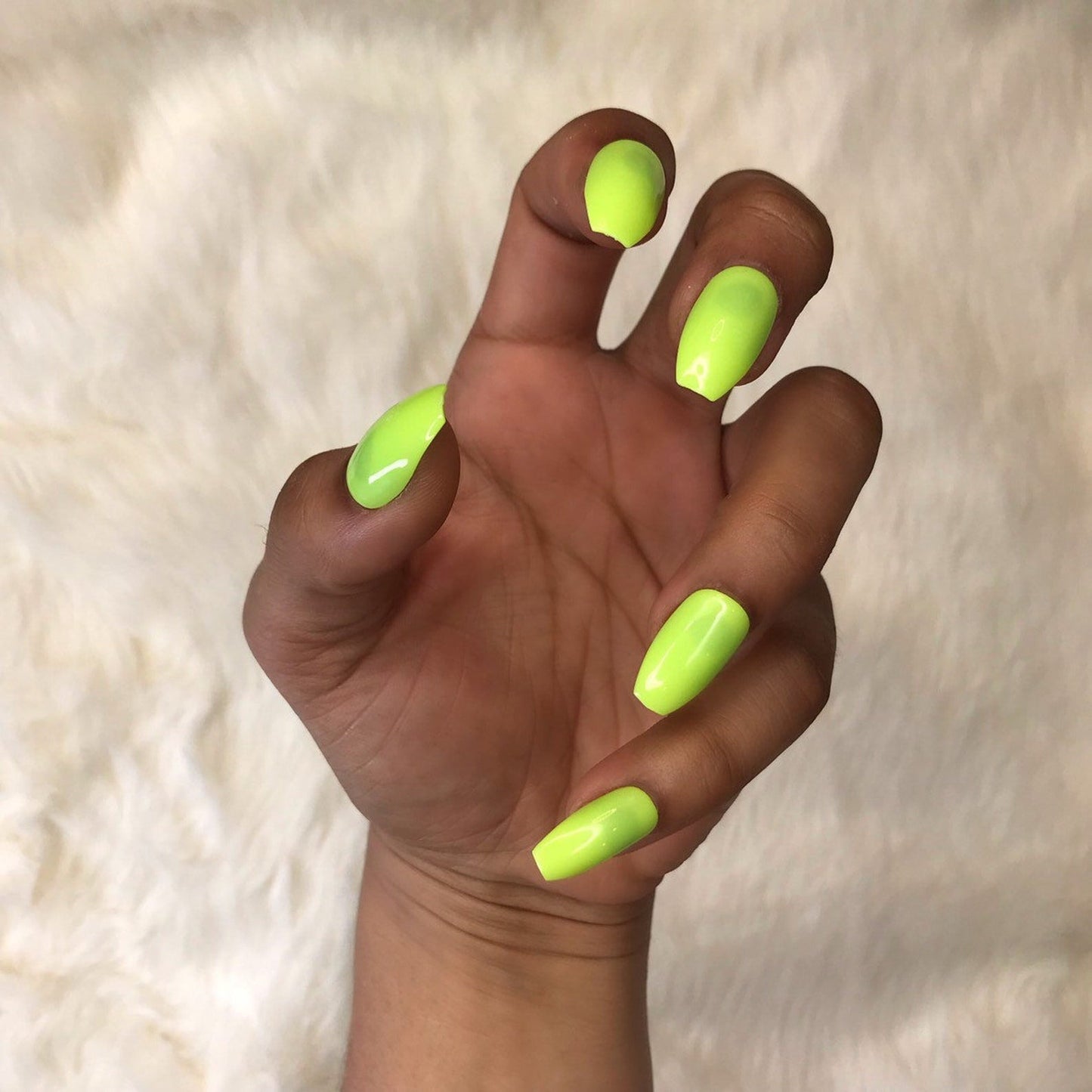 Glow-in-the-Dark Coffin Neon Yellow Nails | Instant Glam