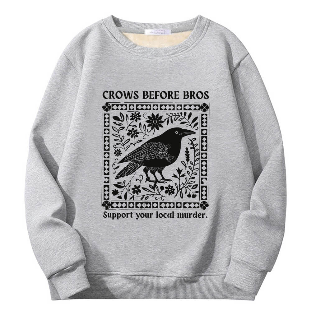 Multicolor Crows Before Bros Crew Collar Fleece Sherpa Sweatshirt