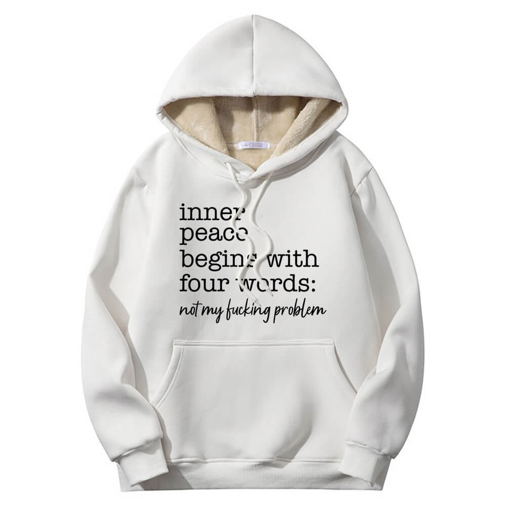Multicolor Inner Peace Begins Warm Fleece Sherpa Lined Hoodie