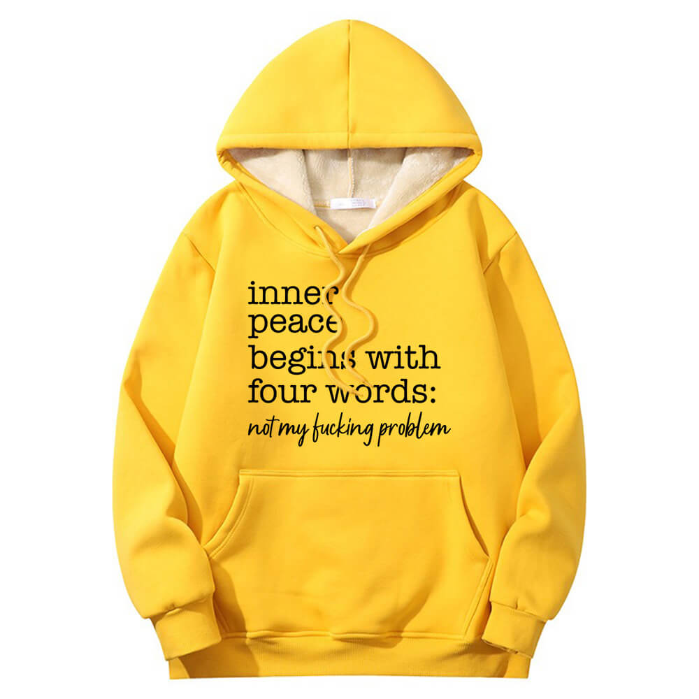 Multicolor Inner Peace Begins Warm Fleece Sherpa Lined Hoodie